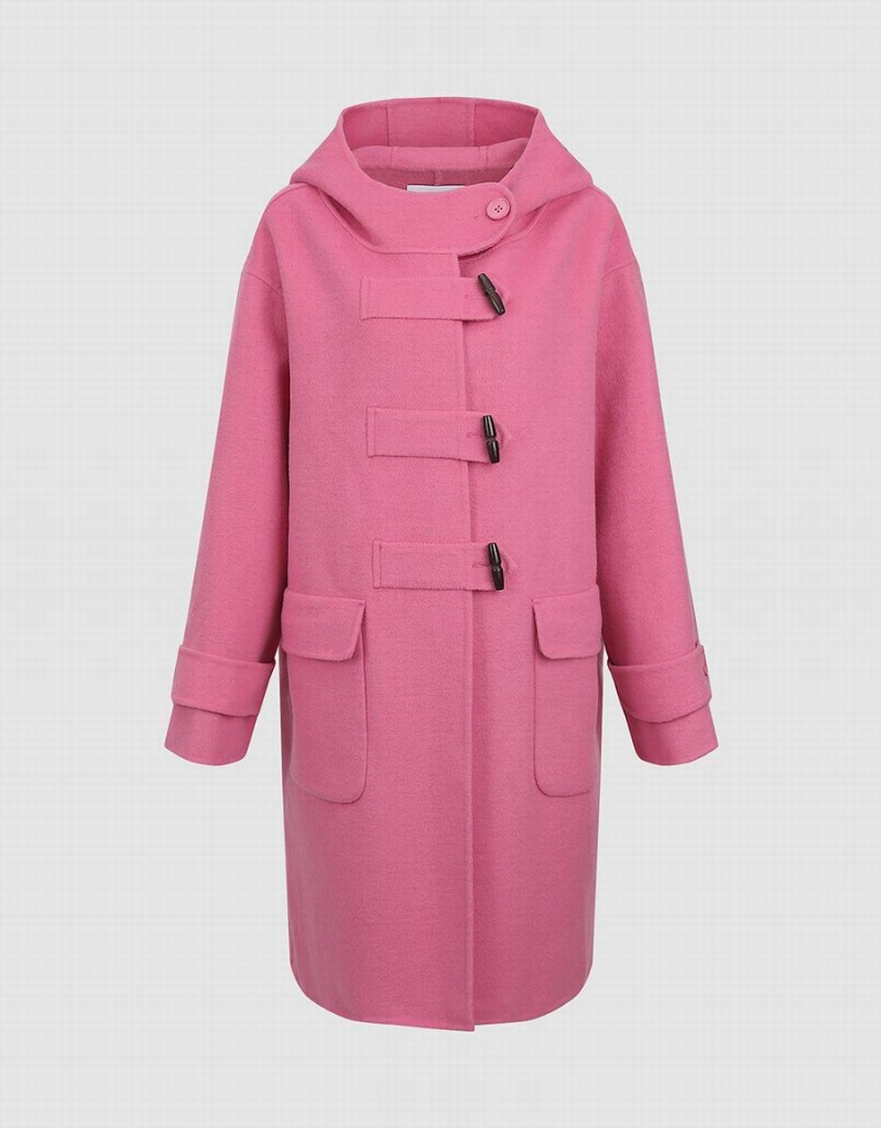 Rose Red Women's Urban Revivo Straight Longline Woolen Coats | NBT1548HN