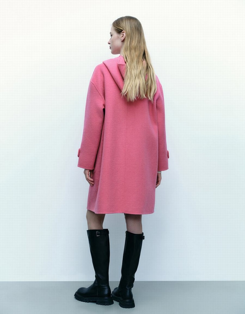 Rose Red Women's Urban Revivo Straight Longline Woolen Coats | NBT1548HN