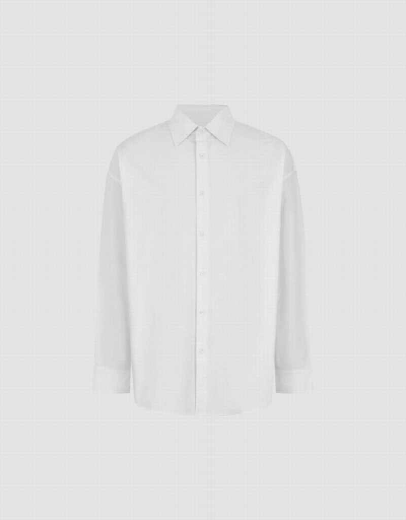 White Men's Urban Revivo Button Up Loose Shirts | PZG4084LY