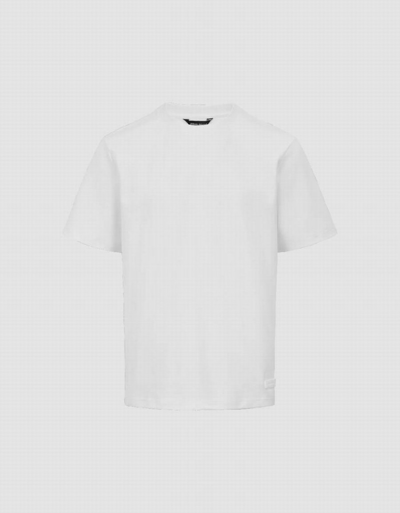 White Men's Urban Revivo Crew Neck Straight T Shirts | APZ4078EX