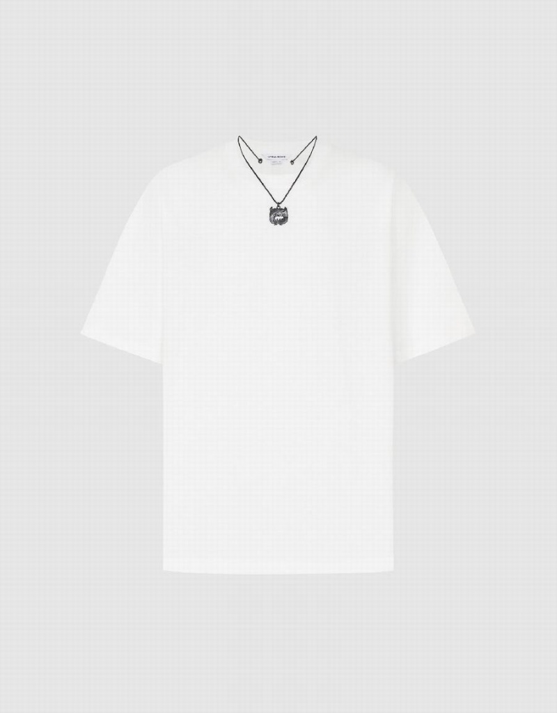 White Men's Urban Revivo Drop Shoulder Sleeve T Shirts | DZZ1430EZ