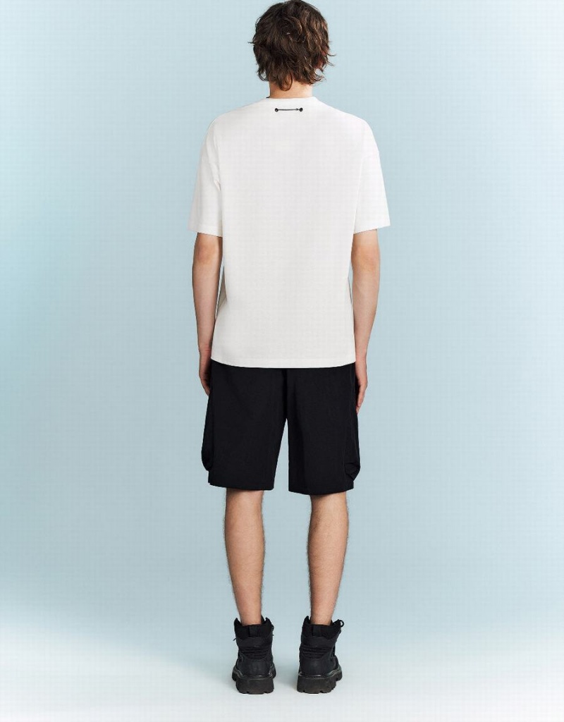 White Men's Urban Revivo Drop Shoulder Sleeve T Shirts | DZZ1430EZ