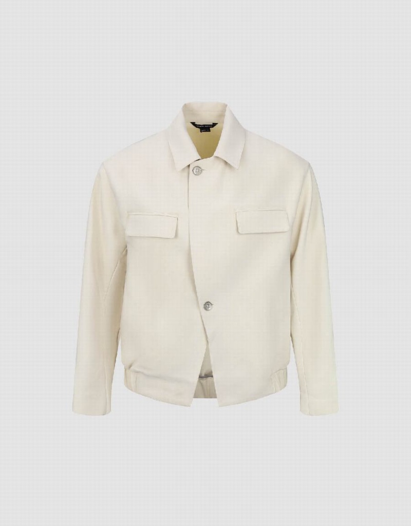 White Men's Urban Revivo Notch Lapel Tailored Jackets | YZA5187DL