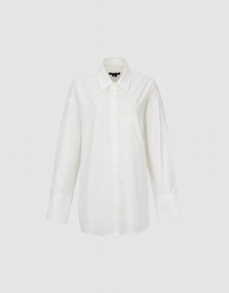 White Women's Urban Revivo Button Up Oversized Shirts | IMC5790IV