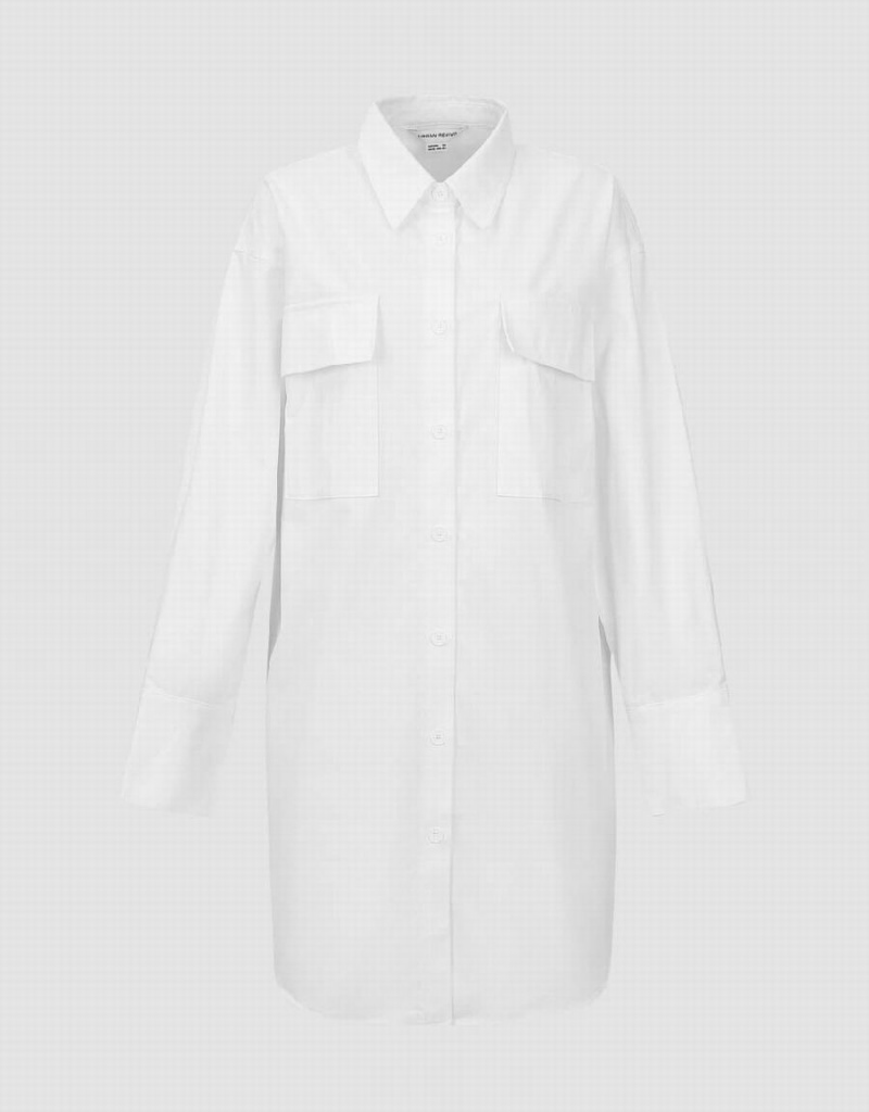 White Women's Urban Revivo Button Up Straight Dress | AVC9139YL