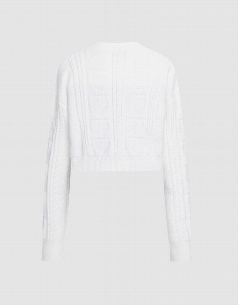 White Women's Urban Revivo Cable Knit Button Up Cardigan | TRM8989ZS