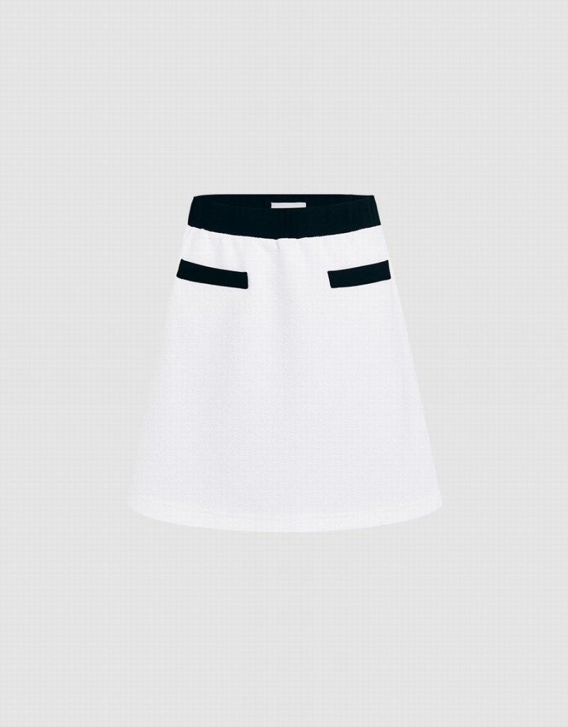 White Women\'s Urban Revivo Contrast Trim Mini Skirts | SNG7750ZI