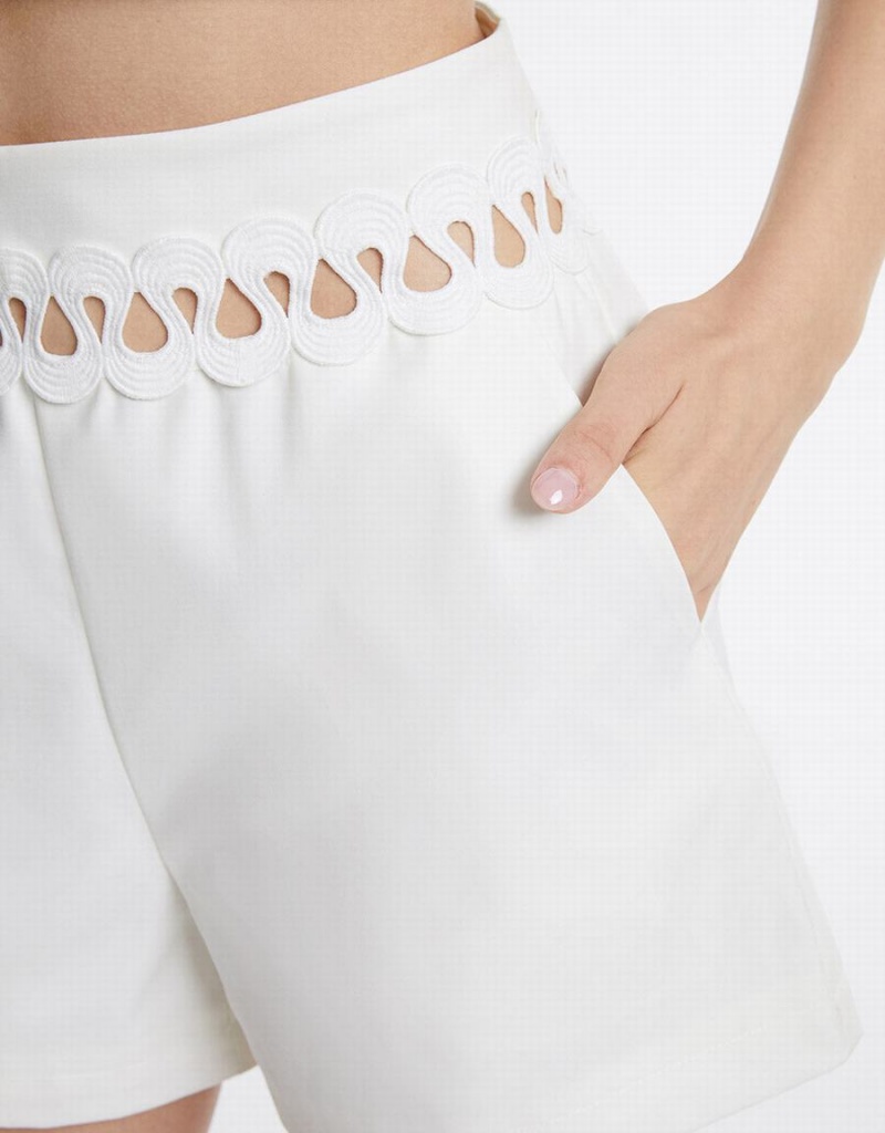 White Women's Urban Revivo Cut Out High Waist Shorts | HRC5261CI