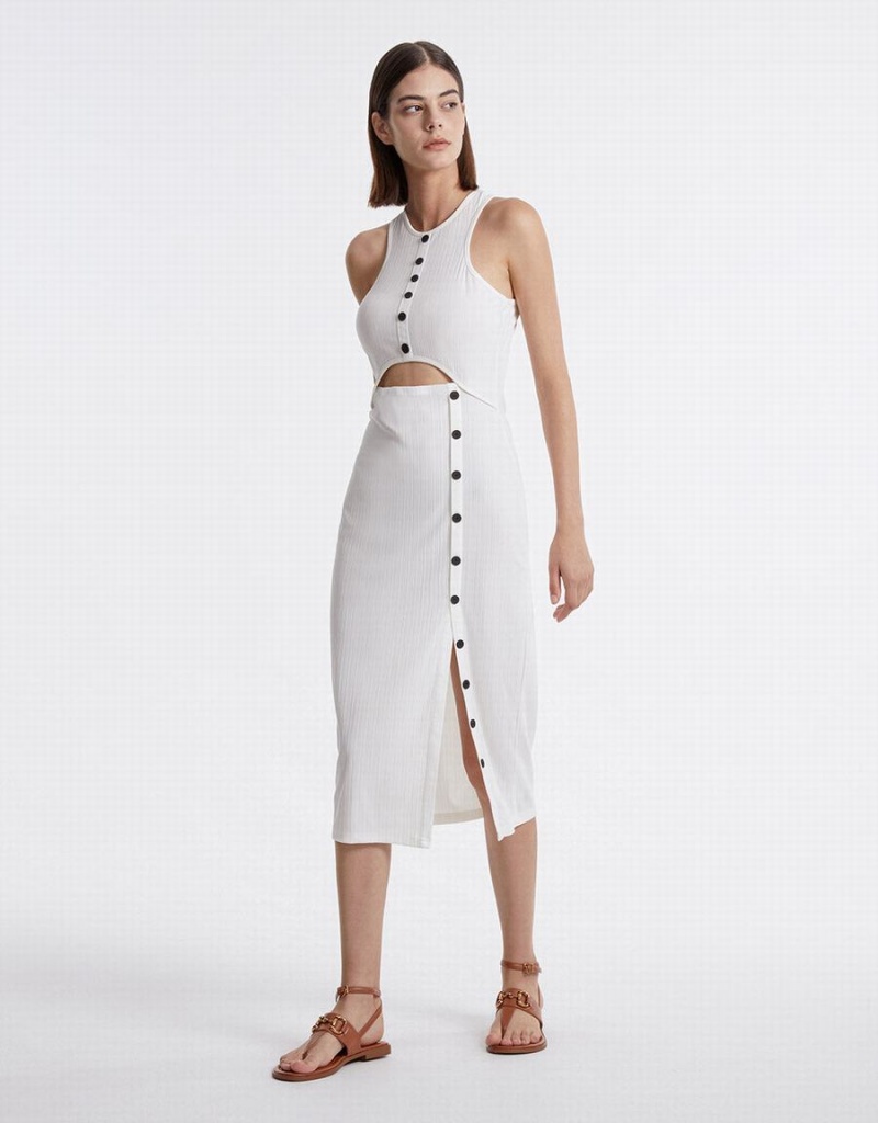 White Women's Urban Revivo Cut Out Knit Dress | NNG708YB