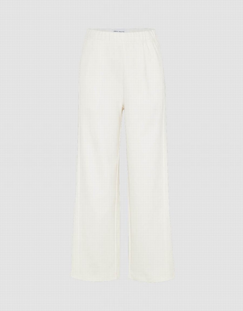 White Women\'s Urban Revivo Elastic Waist Knitted Wide-Leg Pants | KKC2747XW