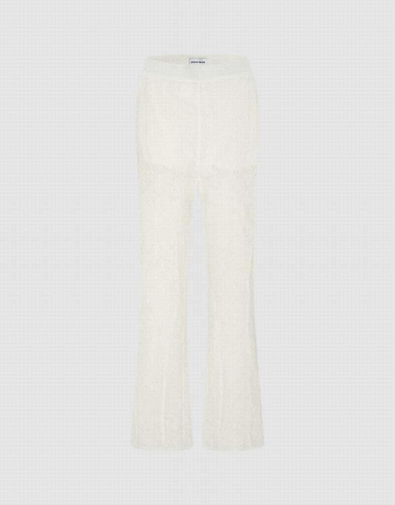 White Women\'s Urban Revivo Flare Knitted Pants | FTO7677MS