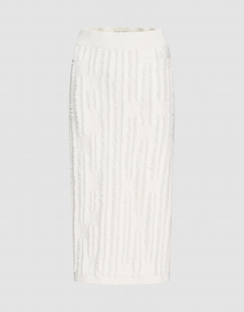 White Women\'s Urban Revivo Fuzzy Knit Skirts | UDE9327TW