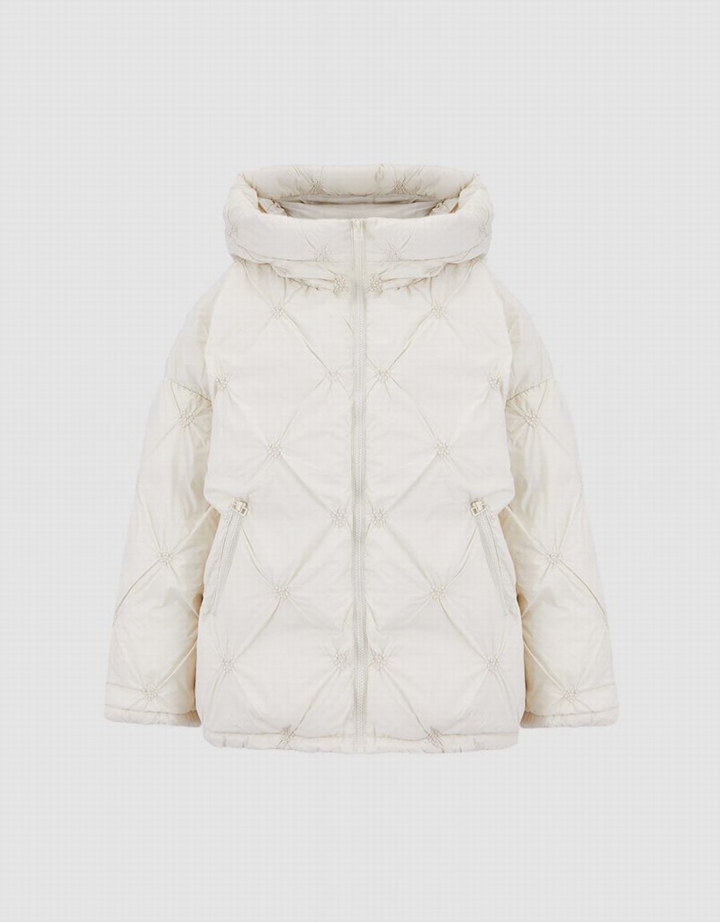 White Women's Urban Revivo Heart Detail Quilted Down Jackets | WAM9012GH