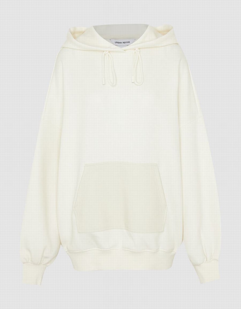 White Women's Urban Revivo Hooded Oversized Sweatshirts | OLG418DF