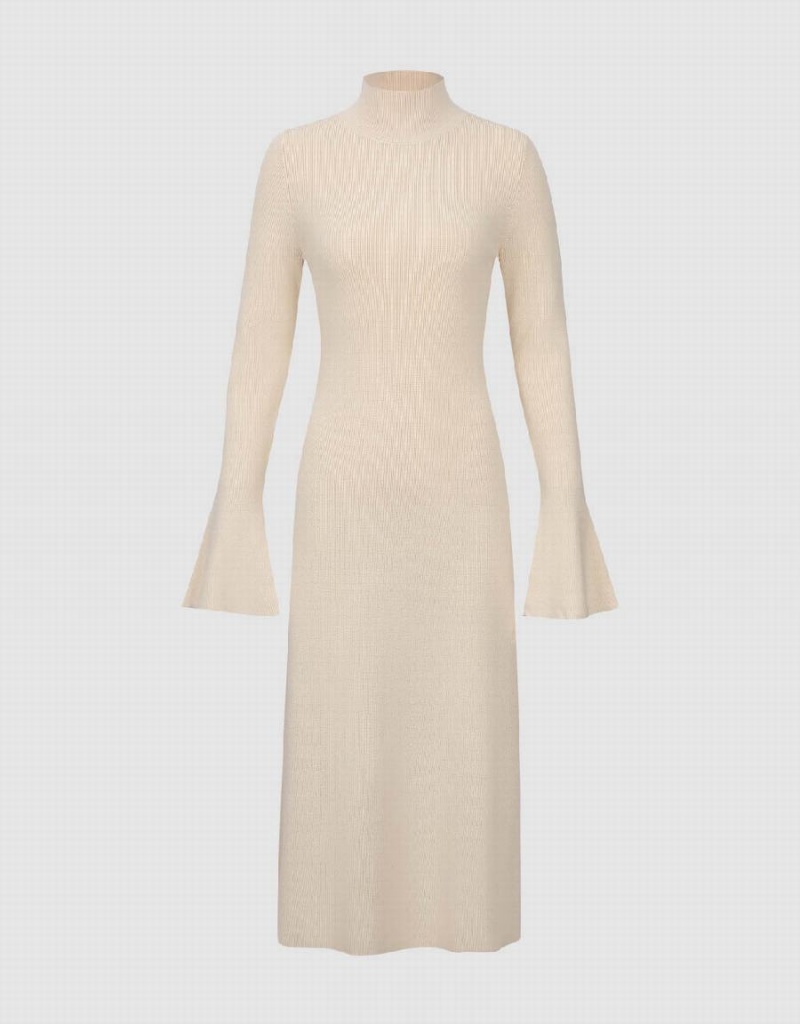 White Women's Urban Revivo Knitted Straight Dress | NCQ1841LK