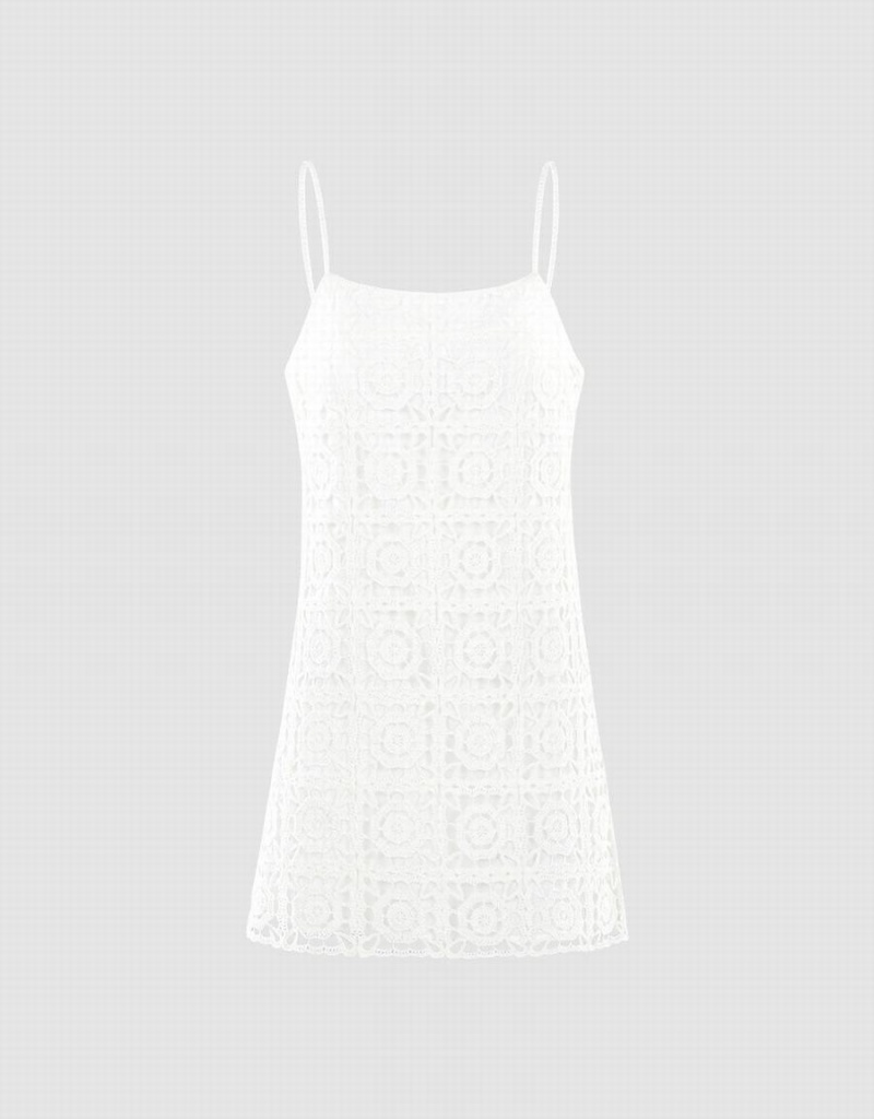 White Women\'s Urban Revivo Lace Cami Dress | XXV6283RX