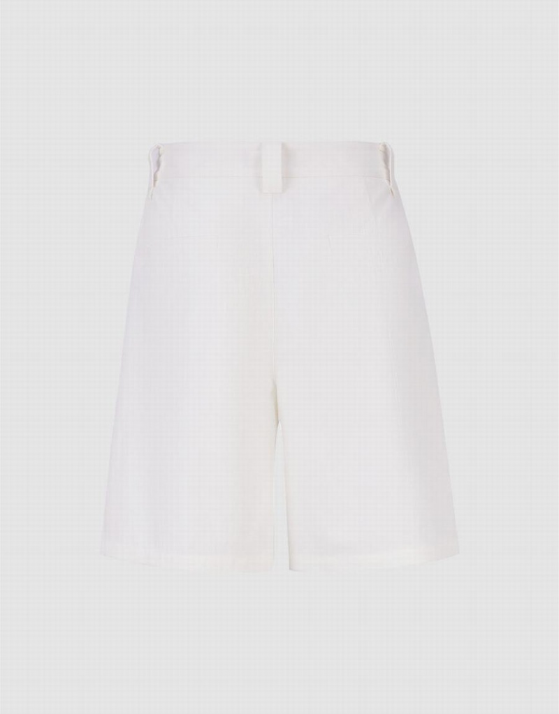 White Women's Urban Revivo Linen Shorts | QAY815KK