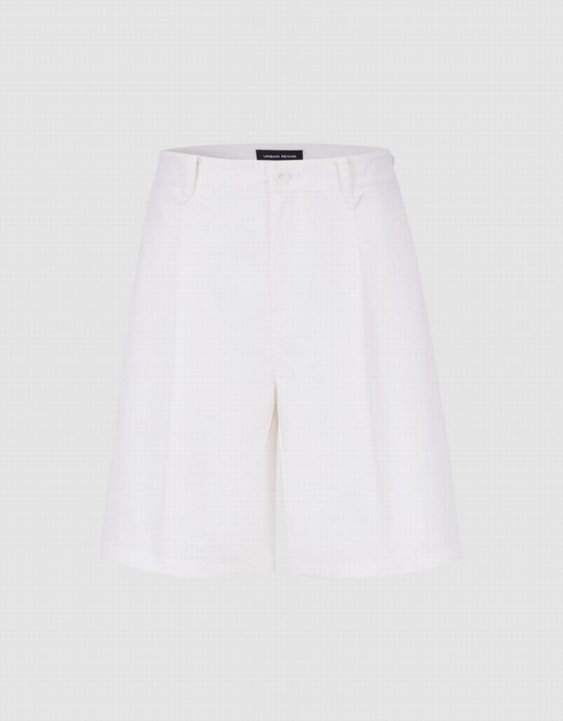 White Women\'s Urban Revivo Linen Shorts | QAY815KK