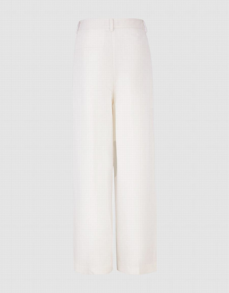 White Women's Urban Revivo Linen Wide-Leg Pants | OAG7850QD