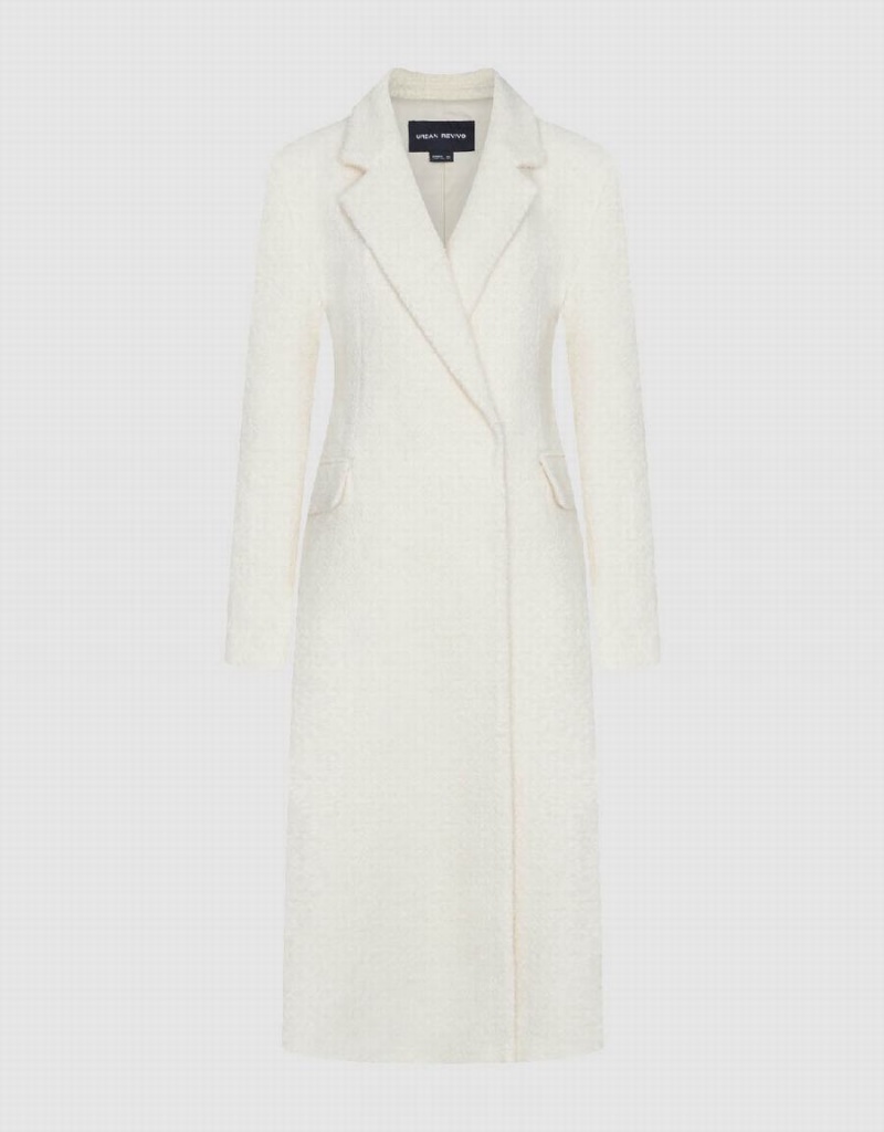 White Women's Urban Revivo Longline Furry Skater Coats | SGN2531XZ