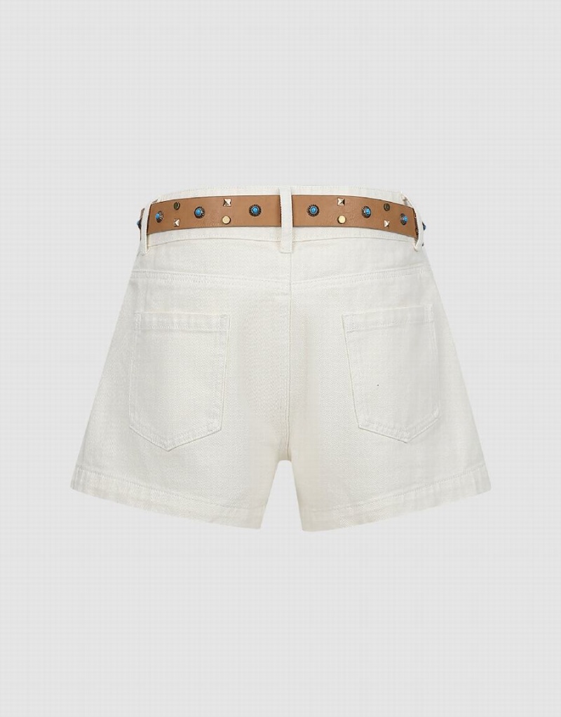 White Women's Urban Revivo Loose Denim Shorts | KWW6396NI