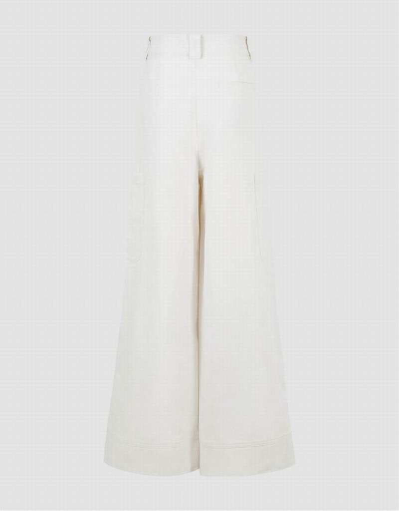 White Women's Urban Revivo Loose Straight Pants | PBE224CU