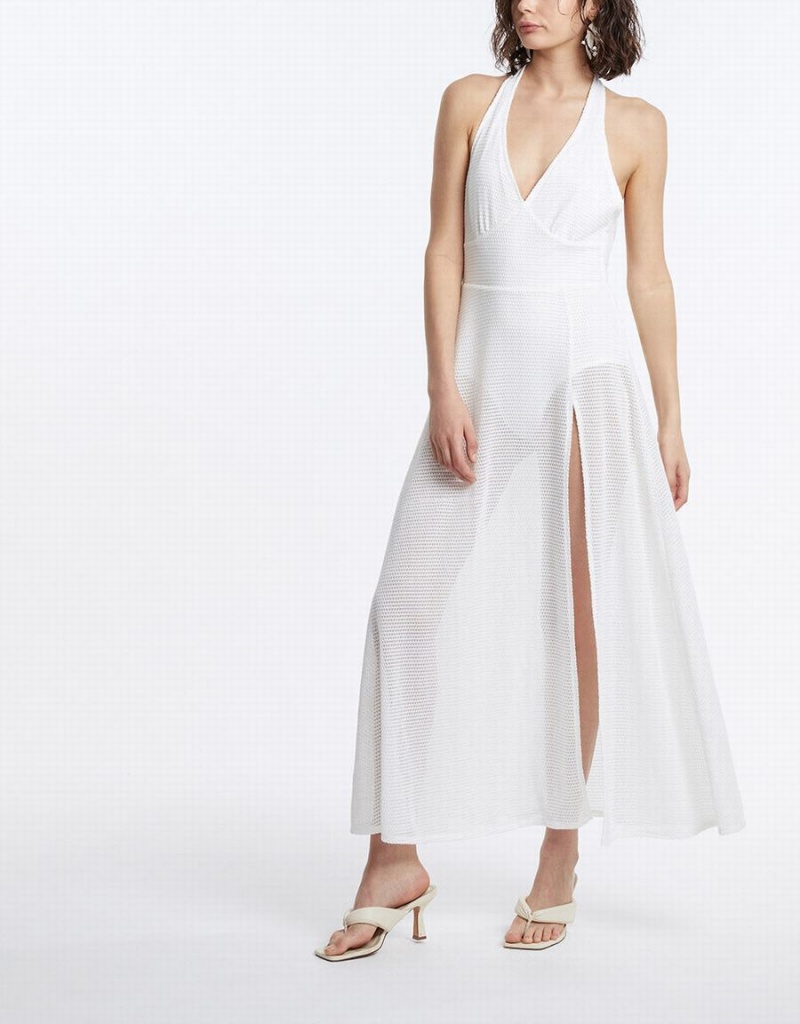 White Women's Urban Revivo Maxi Halter Dress | XFY859KQ