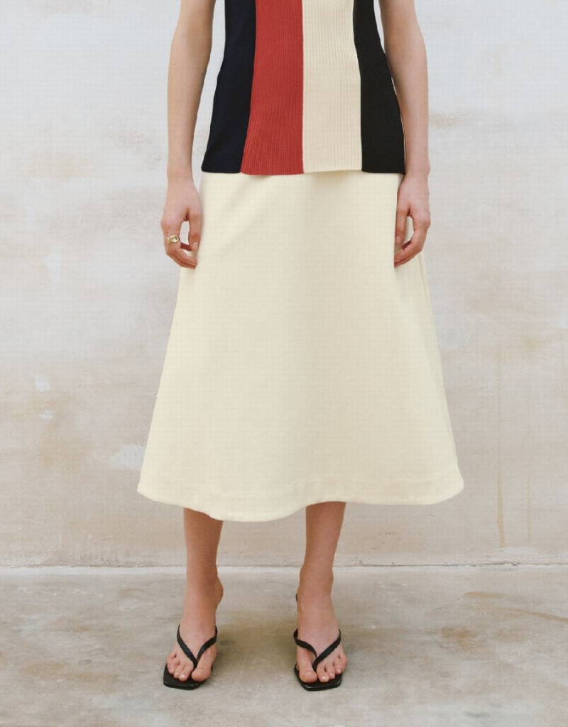 White Women's Urban Revivo Midi Straight Skirts | TAE4178UO