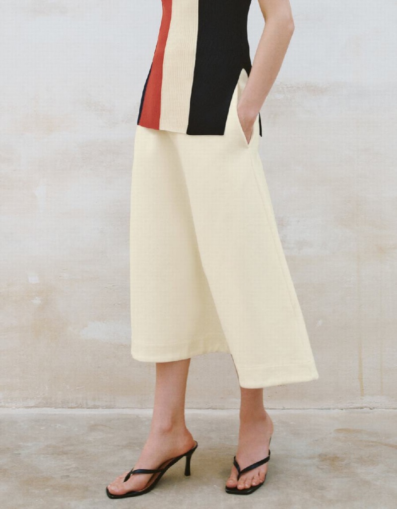 White Women's Urban Revivo Midi Straight Skirts | TAE4178UO