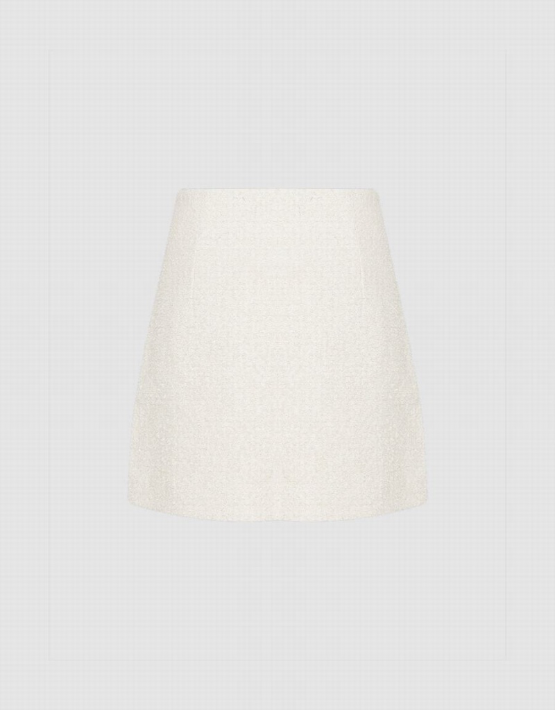 White Women's Urban Revivo Mini Tweed A-Line Skirts | GOF3614CM