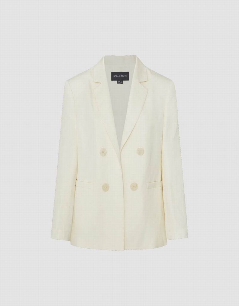 White Women's Urban Revivo Notch Lapel Tailored Blazers | ONE7849TO