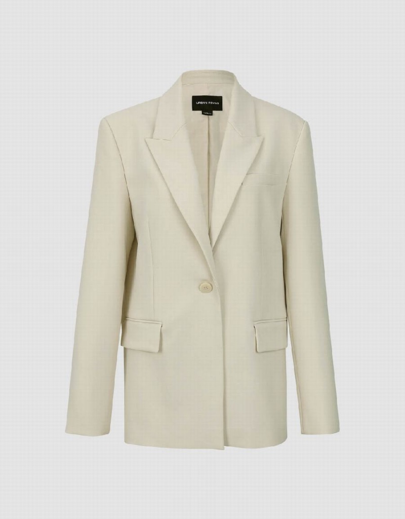 White Women's Urban Revivo Peak Lapel Tailored Blazers | BVD3053JQ