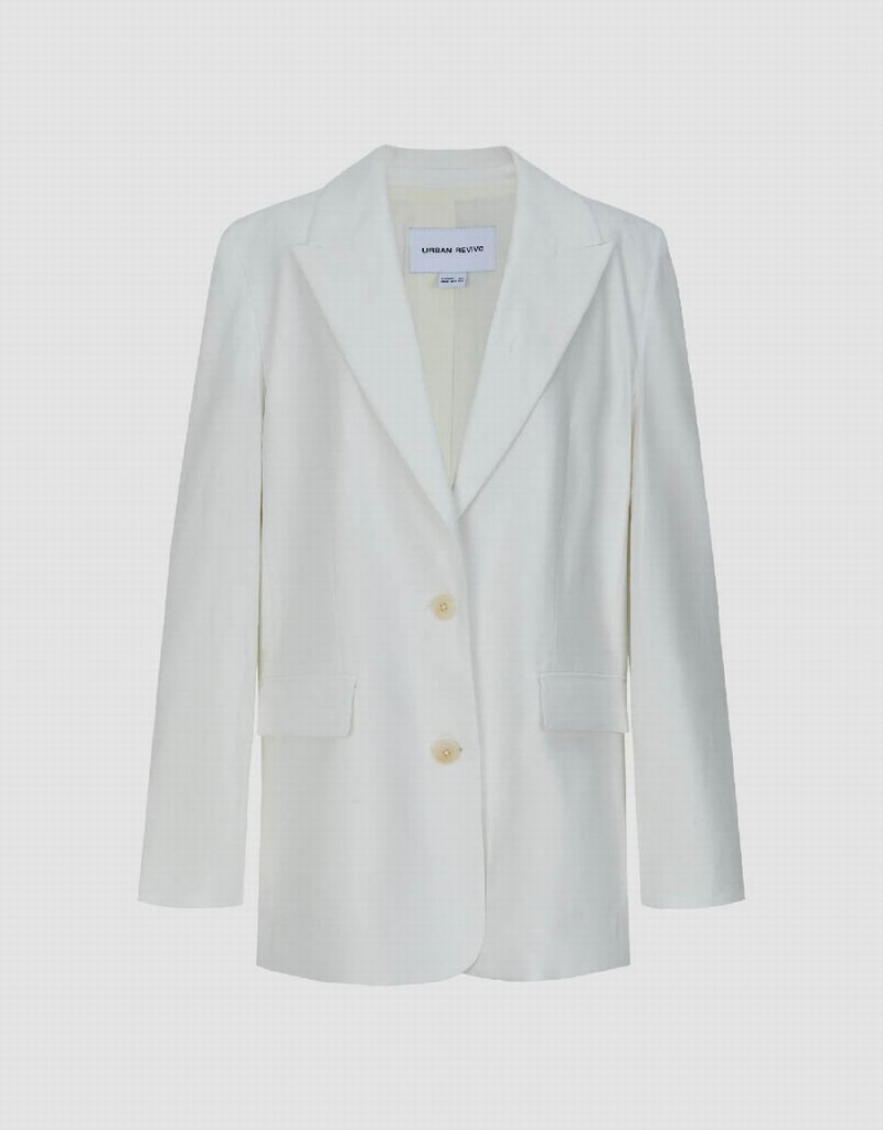 White Women's Urban Revivo Peak Lapel Tailored Blazers | VNH4879AA