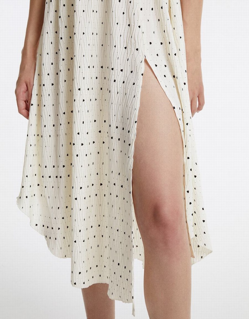 White Women's Urban Revivo Polka Dot Halter Dress | OLJ5538KT