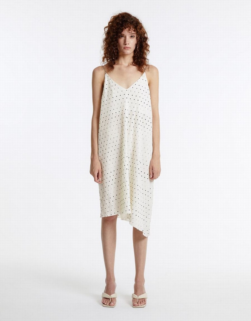 White Women's Urban Revivo Polka Dotted Strappy Dress | NJY8638RZ