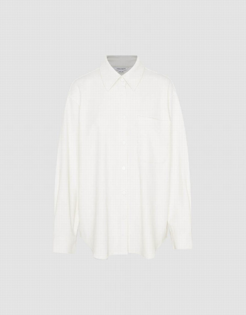 White Women's Urban Revivo Press Buttoned Oversized Shirts | FFH2693DS