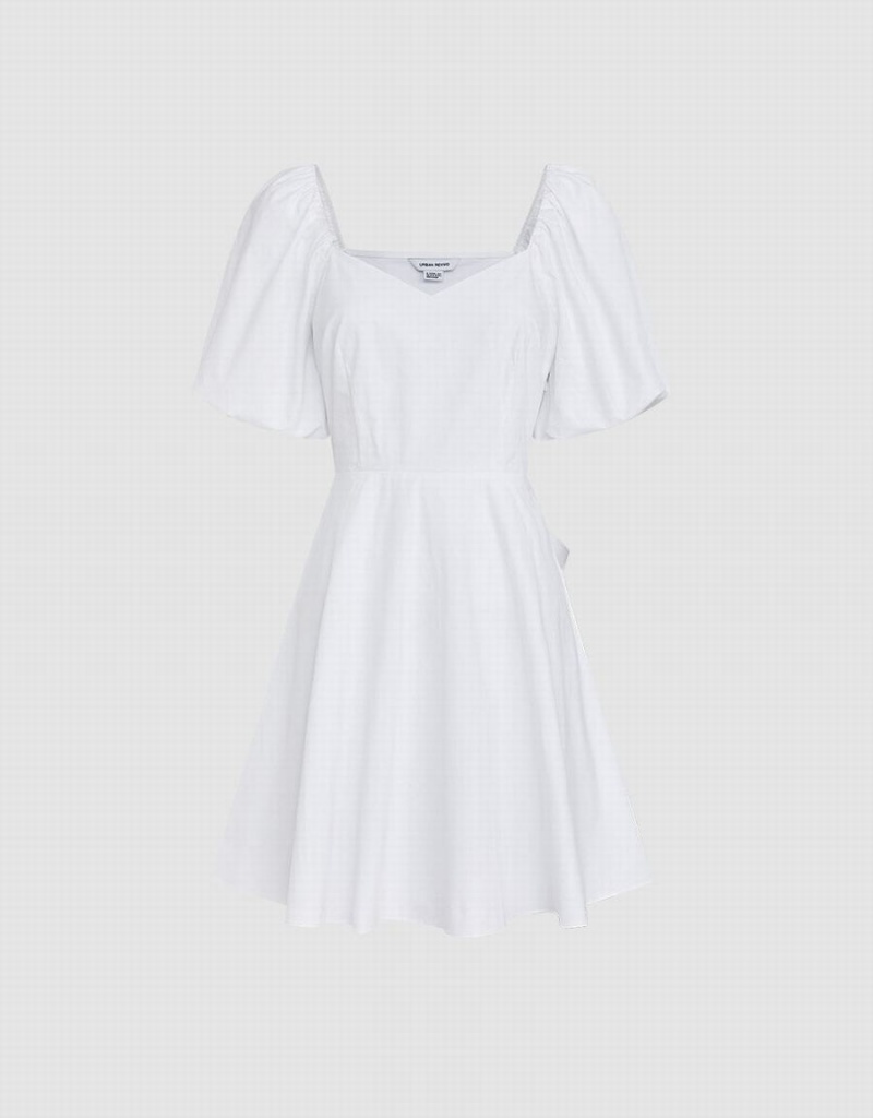 White Women's Urban Revivo Puff Sleeve Dress | FJW702IC