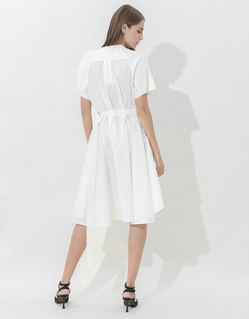 White Women's Urban Revivo Raglan Sleeve Knitted Dress | JXU7837JI