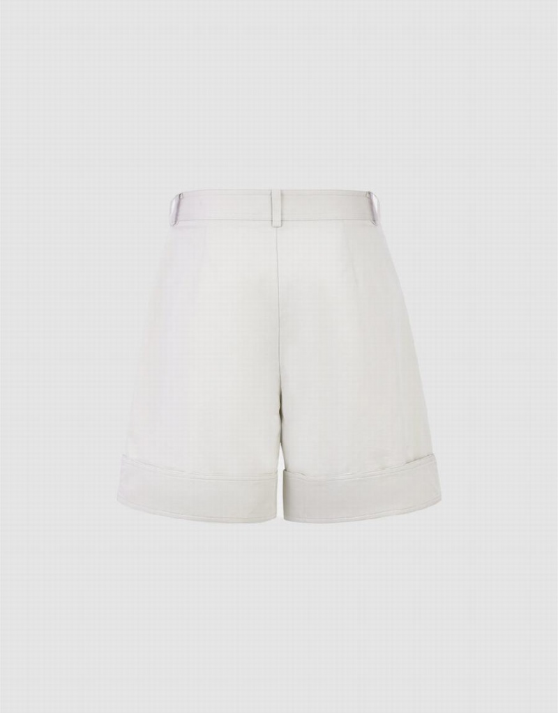 White Women's Urban Revivo Roll Up Hem Regular Shorts | VBS6980VL