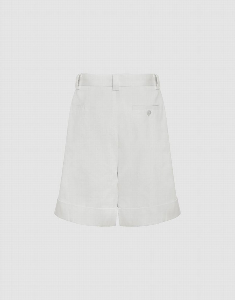 White Women's Urban Revivo Roll Up Hem Shorts | DED2636DH