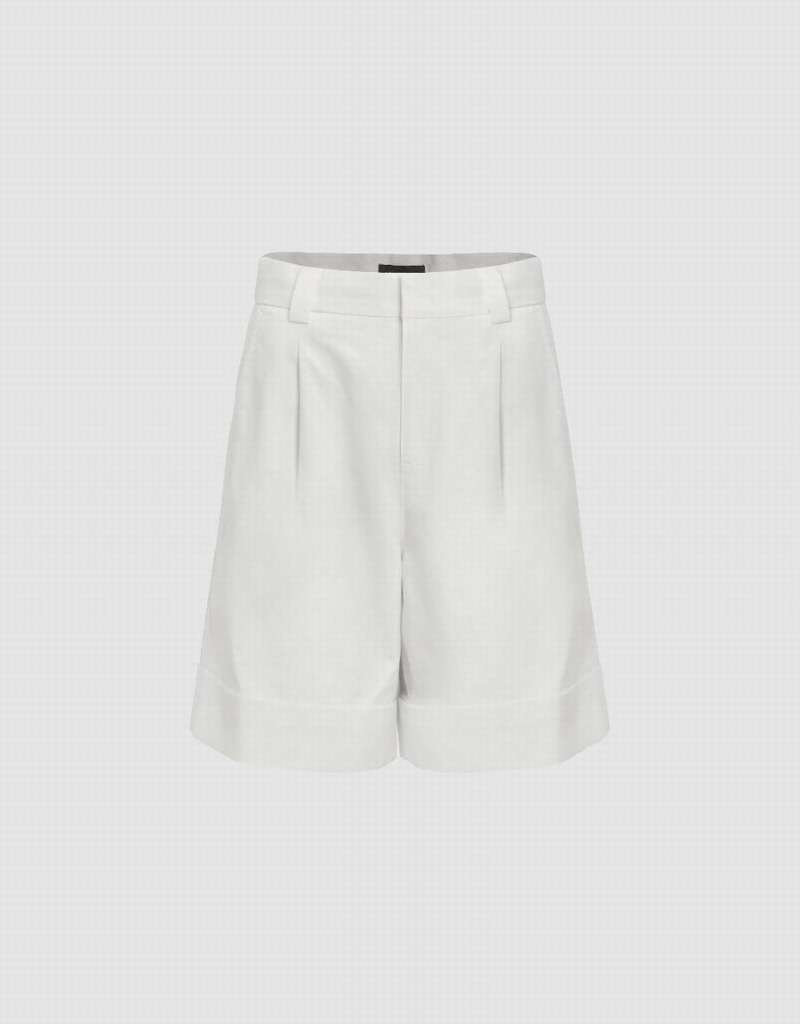 White Women\'s Urban Revivo Roll Up Hem Shorts | DED2636DH