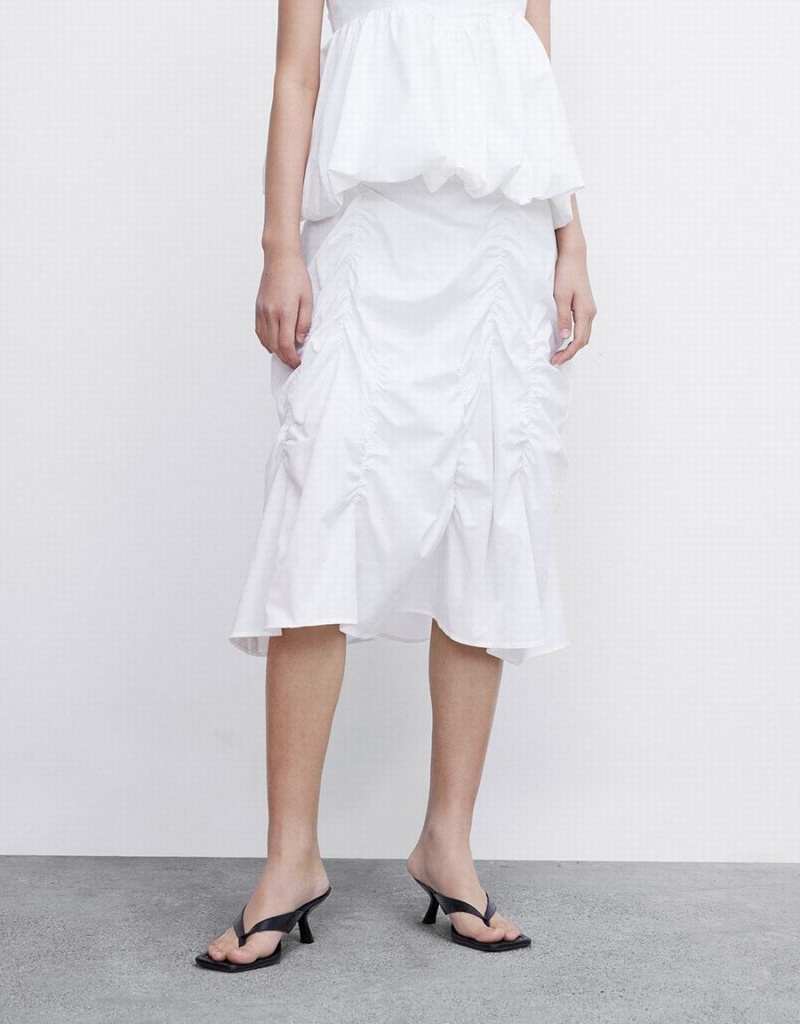 White Women's Urban Revivo Ruched Skirts | KTD323UG