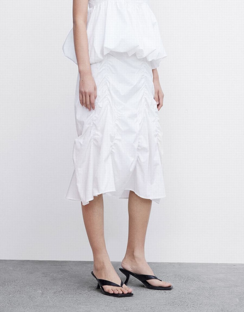 White Women's Urban Revivo Ruched Skirts | KTD323UG