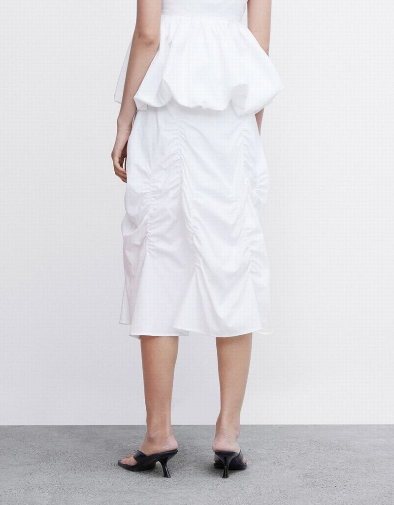 White Women's Urban Revivo Ruched Skirts | KTD323UG