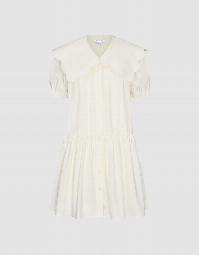 White Women's Urban Revivo Ruffle A-Line Dress | WWL5534HA