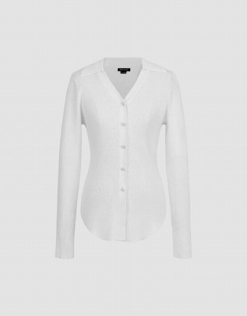 White Women's Urban Revivo Skinny V-Neck Knitted Cardigan | AQH2460KX