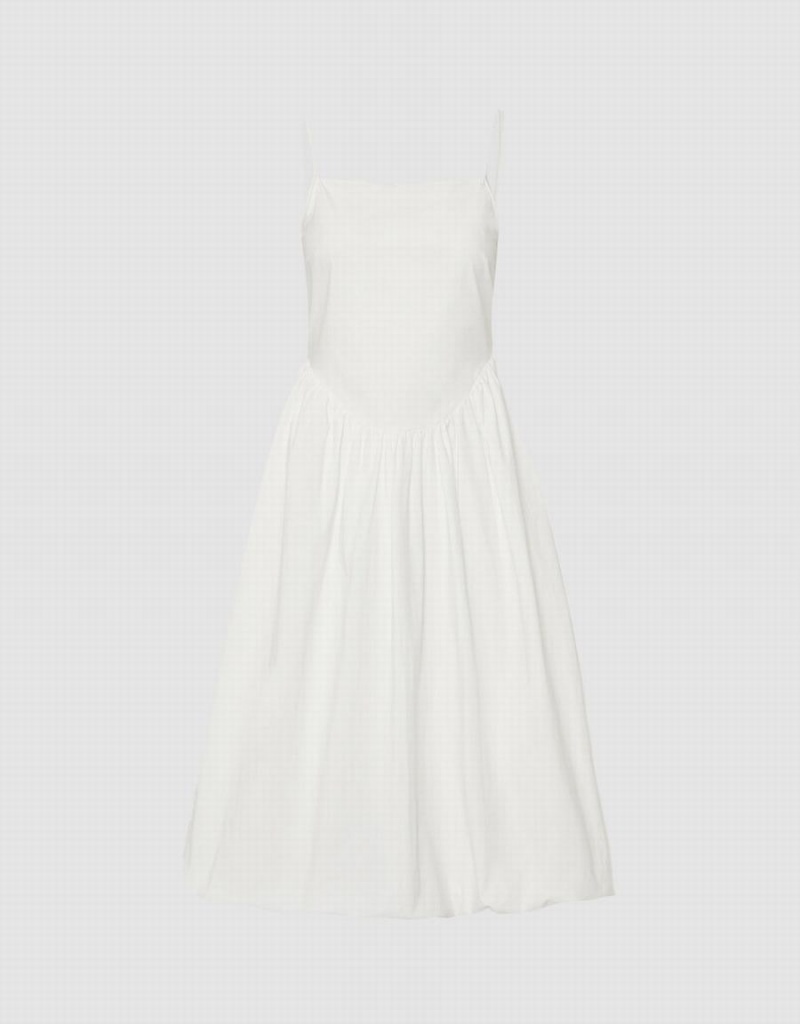 White Women's Urban Revivo Sleeveless Off-Shoulder A-Line Dress | LRW7580ST