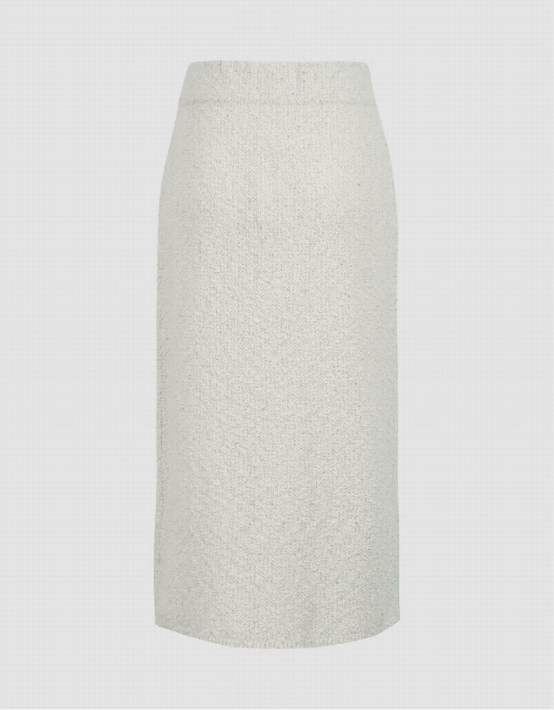 White Women's Urban Revivo Split Hem Tweed Knitted Straight Skirts | XXJ358IM