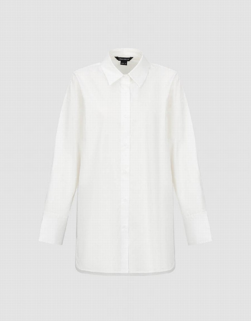 White Women's Urban Revivo Straight Loose Shirts | YTB788XU