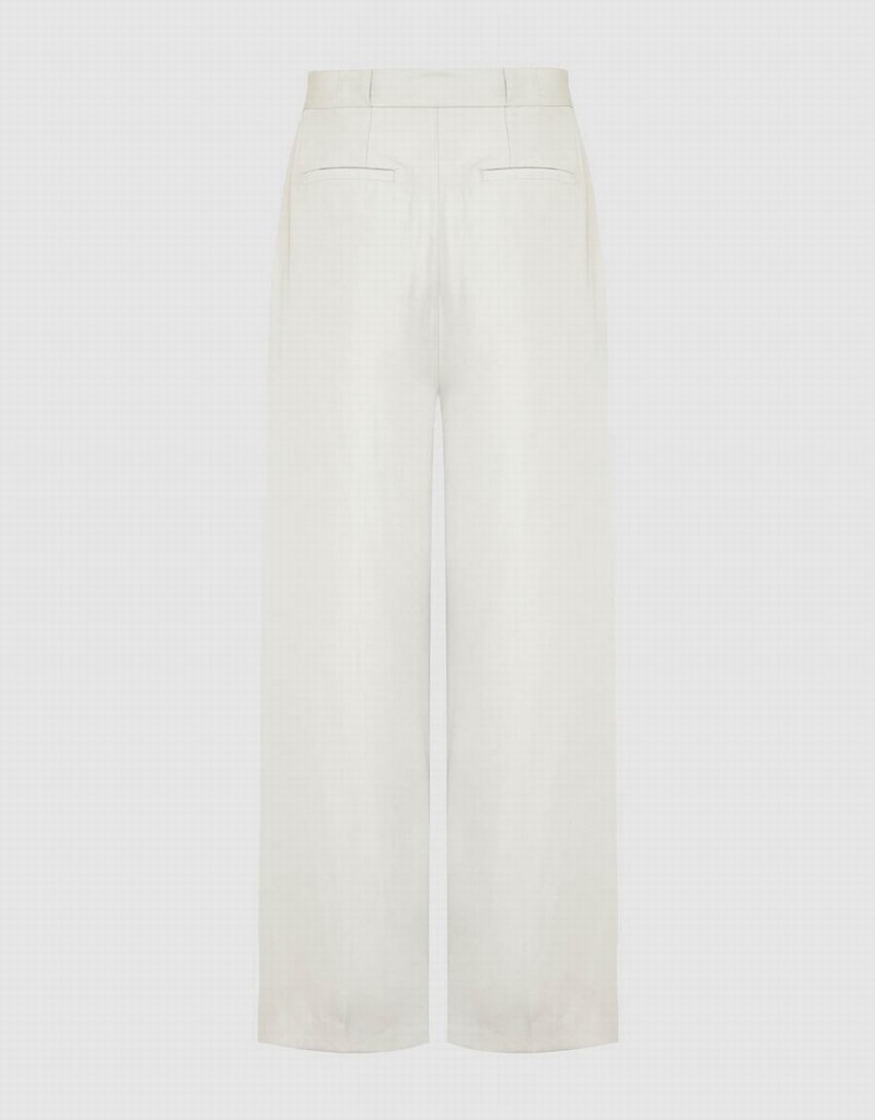 White Women's Urban Revivo Tailored Straight Pants | WVD6056VQ